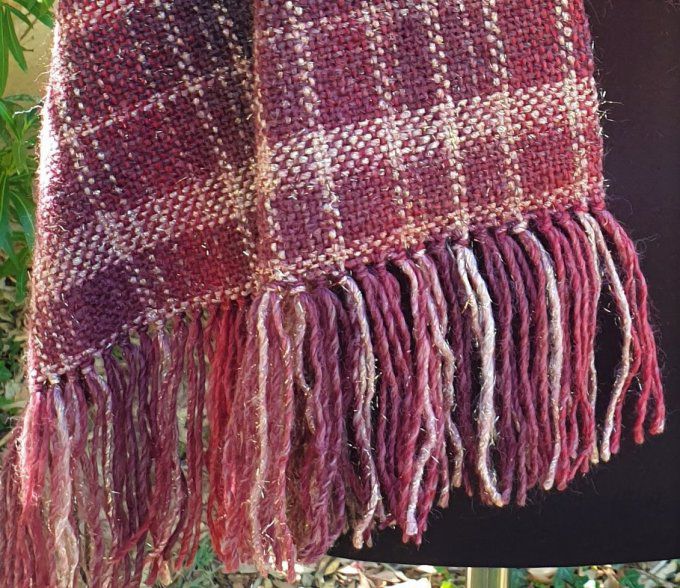 écharpe femme à franges laine brillante